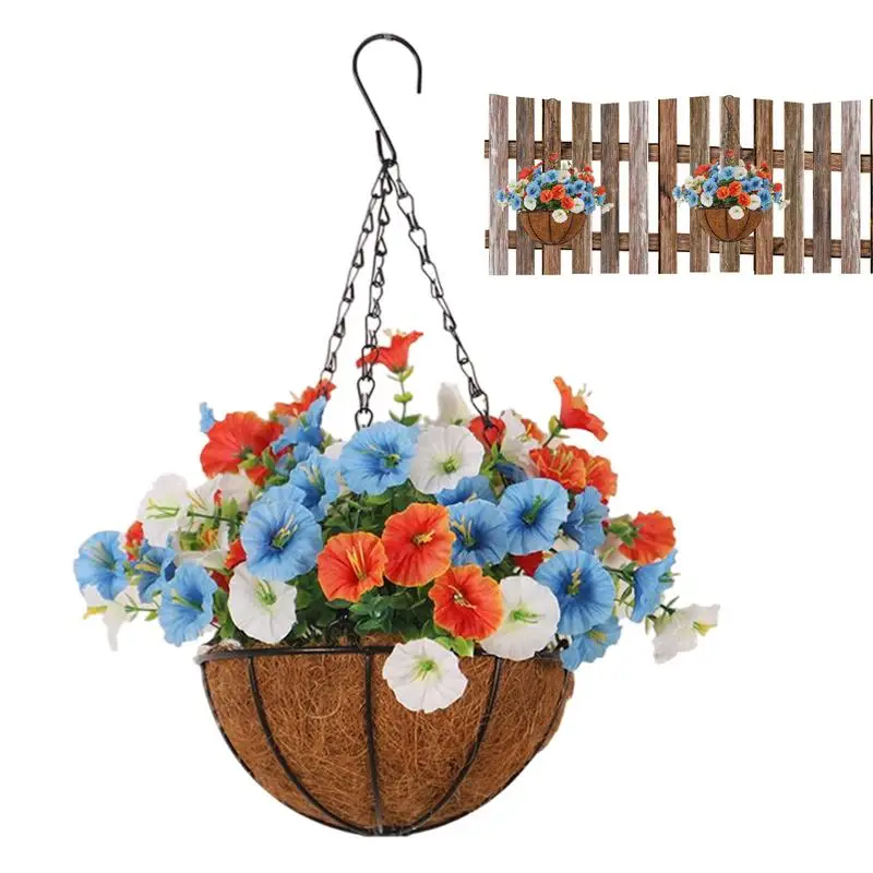 

Artificial Hangable Flowers Artificial Outdoor Flowers With Hangable Basket No Pruning Fake Plants For Wedding Porch Patio