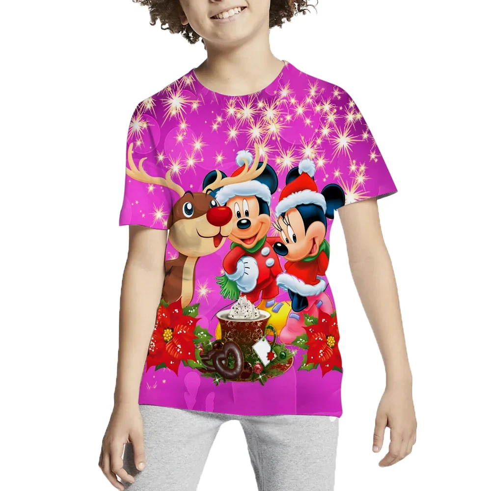 2024 letnia Disney Minnie wzór myszy z nadrukiem 3d dziecięca koszulka casualowa urocza dziewczęca z krótkim rękawem koszulka sportowa szybkoschnący Top