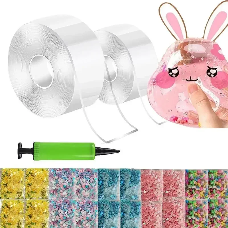 Multipurpose Nano Tape Blowable Bubble Tapes Kit Reusable Traceless High Sticky Clear Double-sided Adhesive for Home-appliance