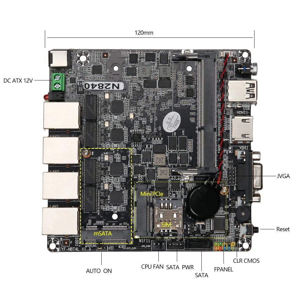 Безвентиляторный мини-ПК 4, LAN Celeron J1900 N2830, маршрутизатор с брандмауэром Pfsense Windows OpenWrt Debian, промышленный ПК, компьютерный сервер