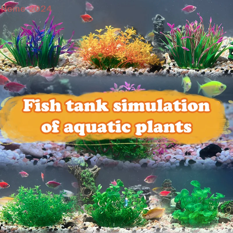 Akvaryum Bitki Gerçekçi Görünüm Hideout Dekor Plastik Yapay Deniz Yosunu Balık Tankı Dekorasyon Balık Tankı Süsleme Su Çim