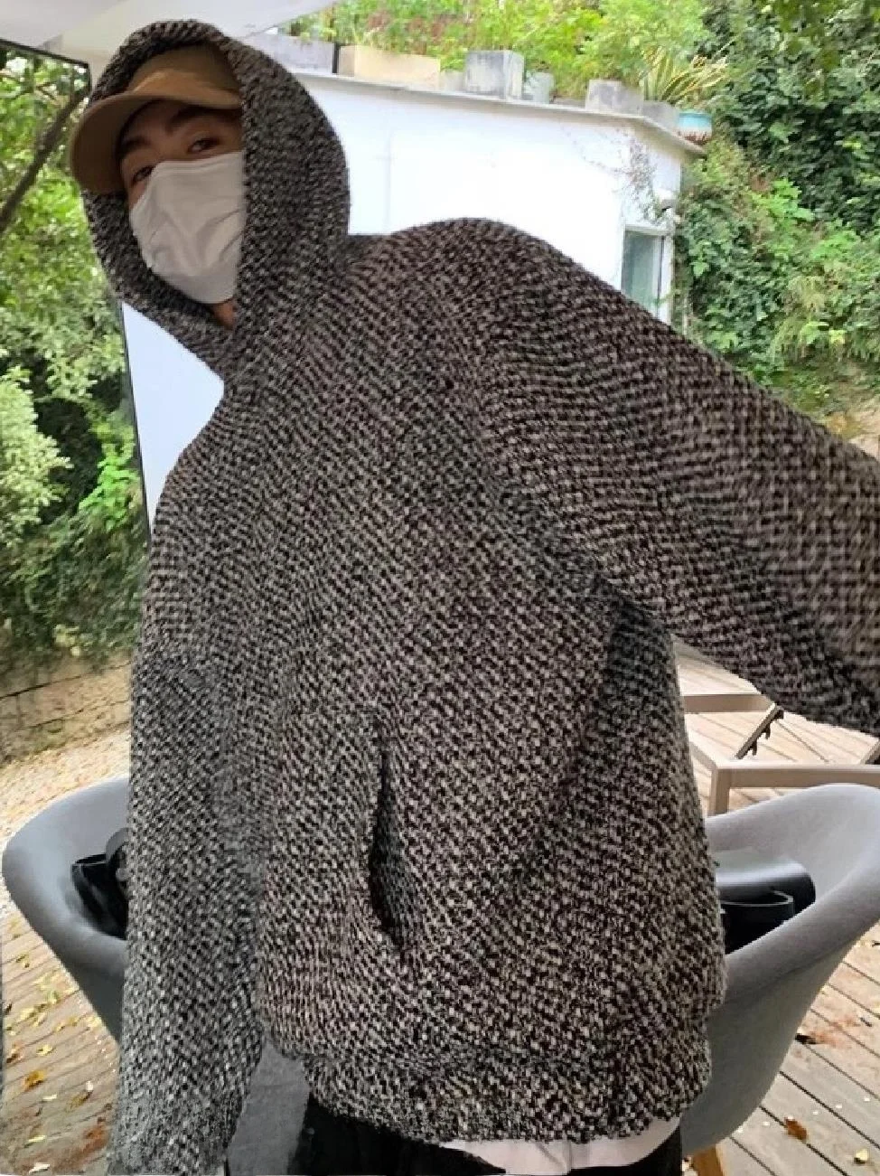 سترة رجالية فاخرة بغطاء للرأس لفصلي الخريف والشتاء، جاكيت سميك عصري من التويد، فضفاض بأكمام طويلة، ملابس كاجوال للشباب