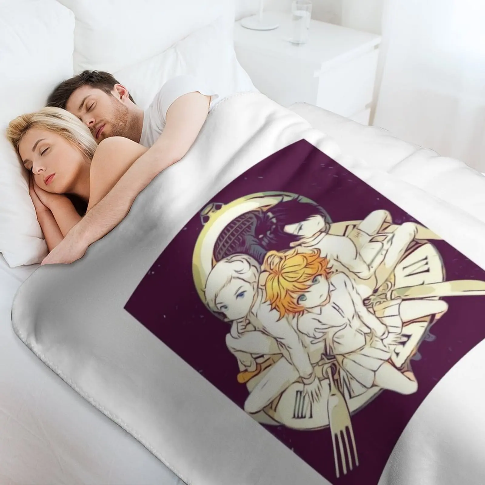 ياكوسوكو نو نيفرلاند | نيفرلاند الموعودة - إيما، نورمان آند راي (رسم) رمي بطانية بطانيات للطفل بطانيات أريكة قطيفة