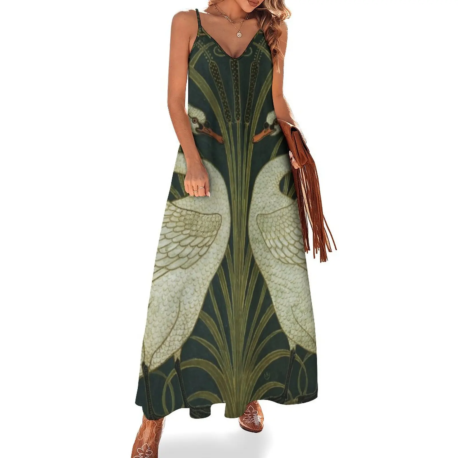 

Art Deco - Swan, Rush, and Iris Sleeveless Long Dress birthday dress dress summer 2025 women beach