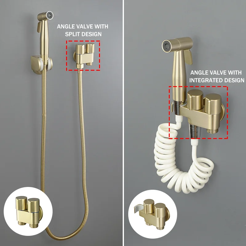 Wall Mounted Toilet Bidet Sprayer Set Brass Dual Purpose Bidet Faucet Bathroom Sprayer Shower Bidet Faucet Accessories