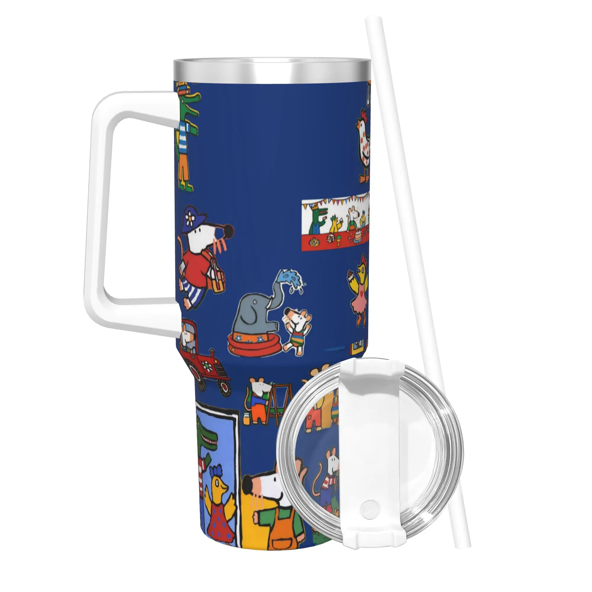 Maisy Mouse Tumbler With Straw  Stainless Steel Tumblers Mug Double Wall Vacuum Insulated for Cold Or Hot 40oz