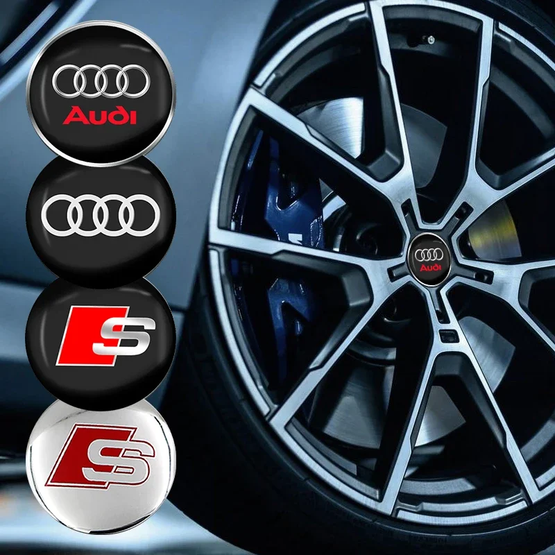 4PCS 56mm Car Styling Wheel Hub Caps Emblem Badge Stickers Decoration for AUDI S RS A3 A4 B8 8P 8V A6 C7 A5 Q5 B7 B6 B9 Q7 A1