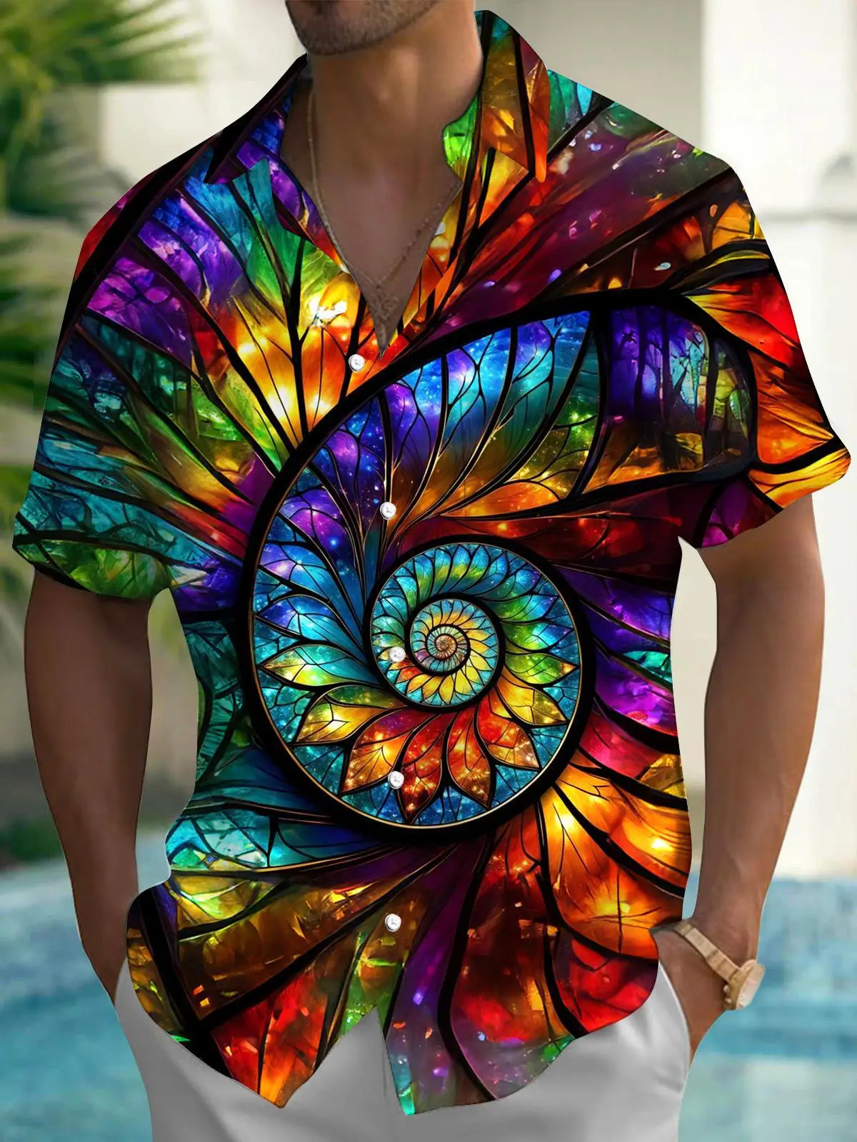 Printed Men's Short-sleeve Shirt, Loose and Stylish for Outdoor Camping and Commuting