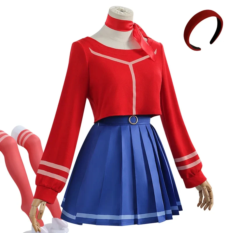 

Game Cosplay Costume Uniform Red Top Short Skirt Headwear MiSide Hat Halloween Party Women Clothes gf;.9