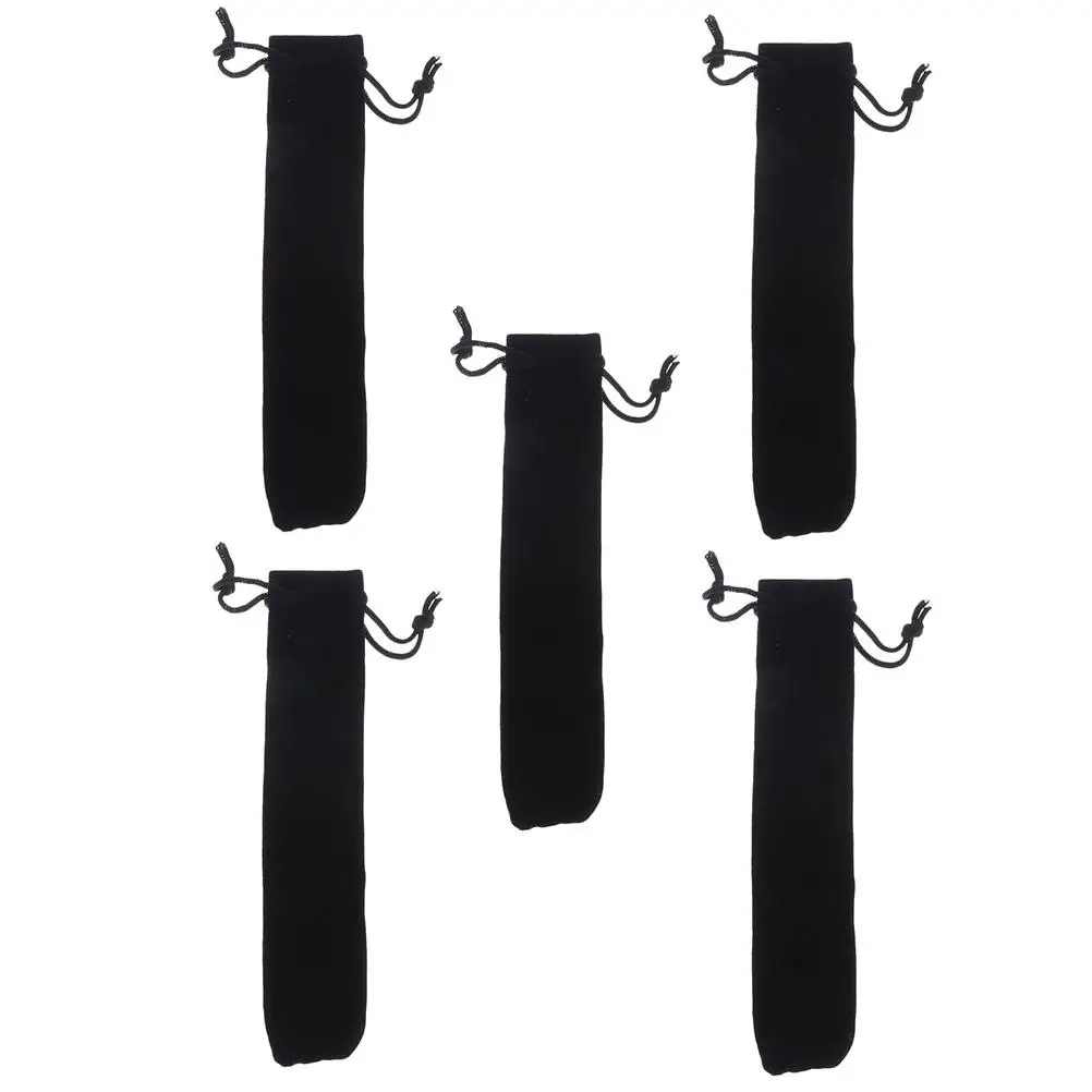 5 Pcs Velvet Drawstring Pencil Bag Pen Sleeve Sturdy Lint Drawstring Notebook Office Women Gift Festivals Pen Case
