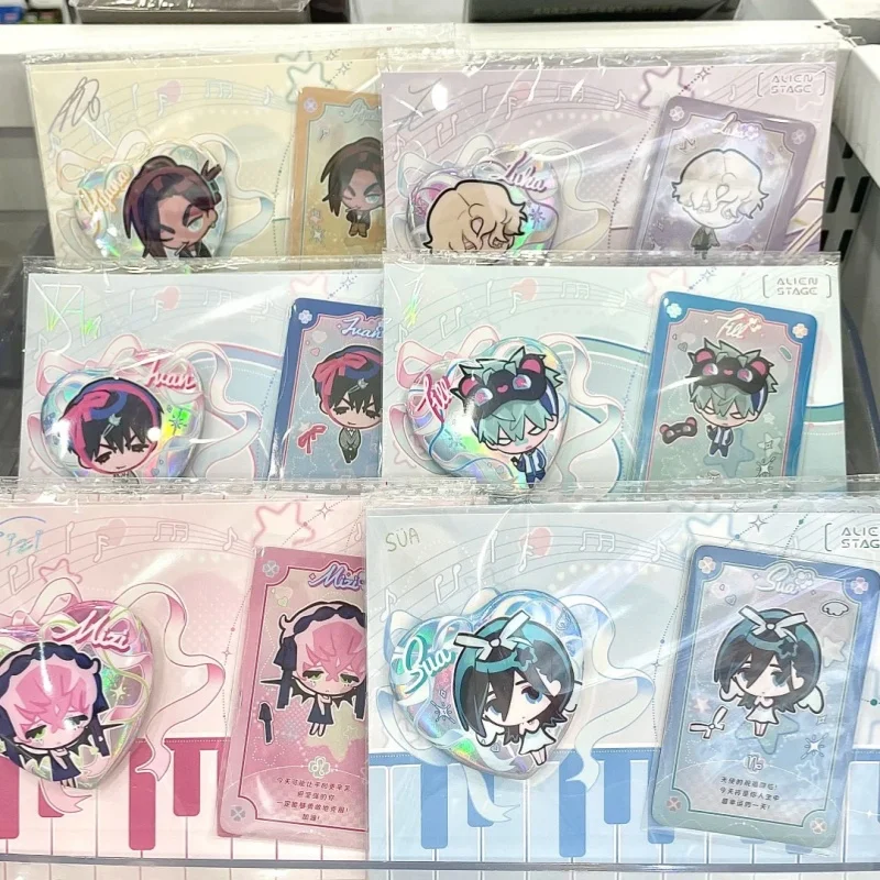 

Official Anime Alien Stage Till Ivan Luka Sua Mizi Hyuna Cosplay Heart-Shaped Laser Badge Cartoon Card Emblem Cards Gift Toys