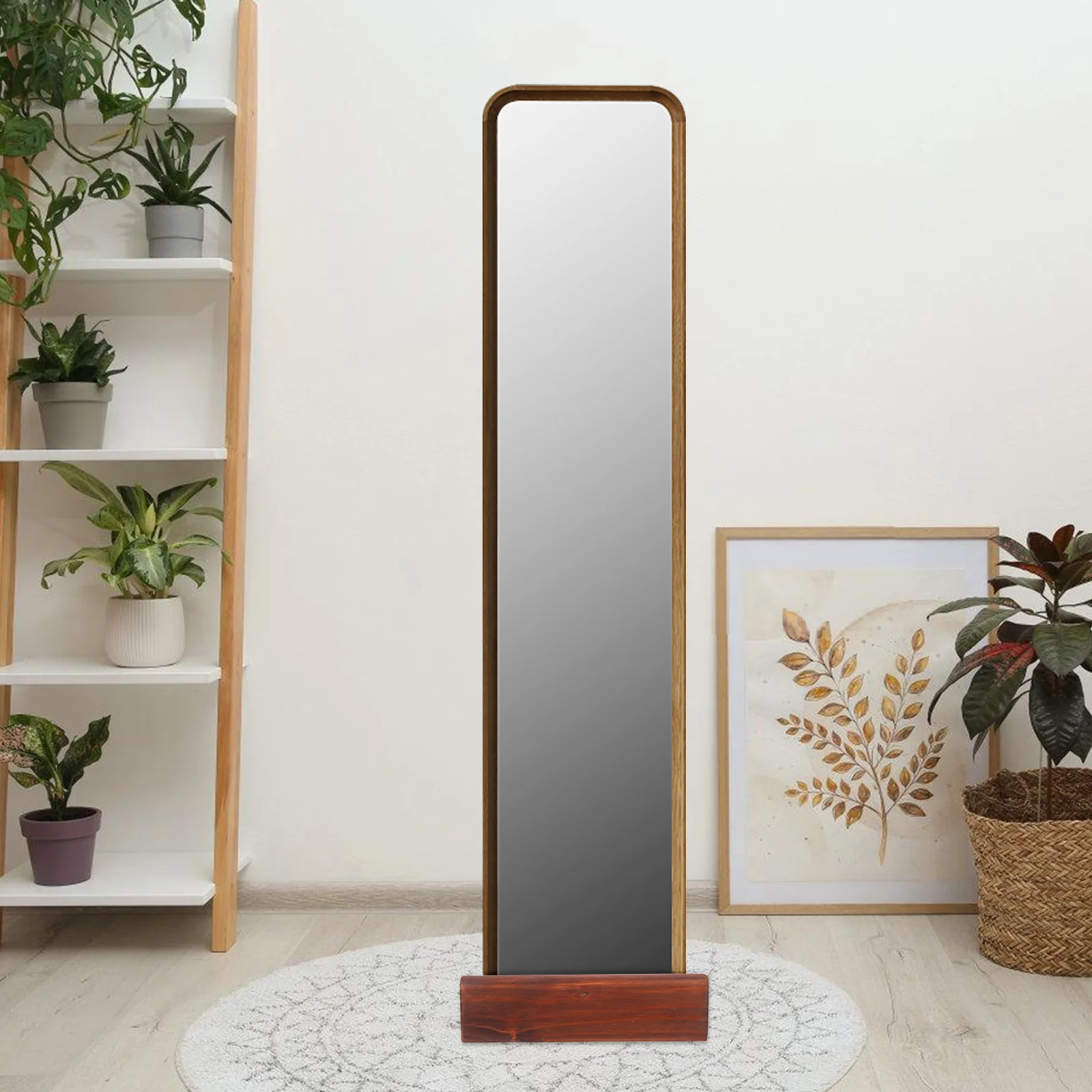 

Floor-standing Mirror Support Frame Rustic Decor Wooden for on Base Floors Tall