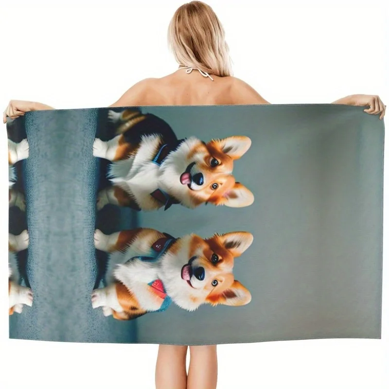 Newest Cute Summer Cats And Dogs With Sunglasses Beach Print Microfiber Beach Towel, Quick Dry Lightweight Swim Towel