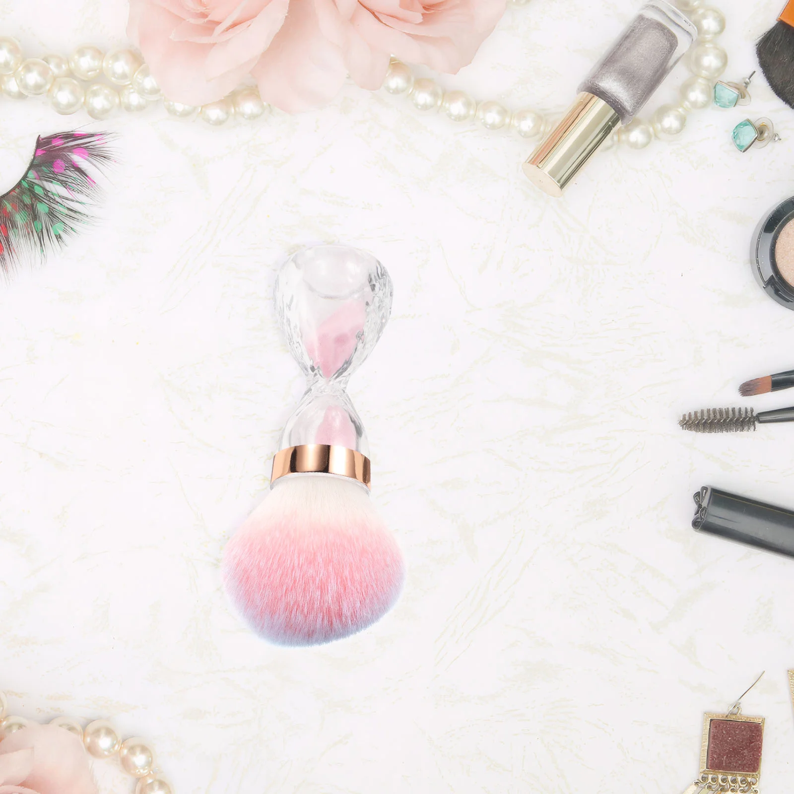 

Pink Nail Dust Brush Cleaner for Dip Large Soft Makeup Blush Manicure Cleaning Brush for Beauty Salons At Home