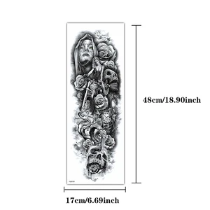 ملصق الوشم المؤقت للرجال والنساء الأكمام الكبيرة القبلية الطوطم القطب الذئب الذئب النمر جمجمة الجسم الفن أعلى 8 مبيعات الطيور الإناث الوشم - No3