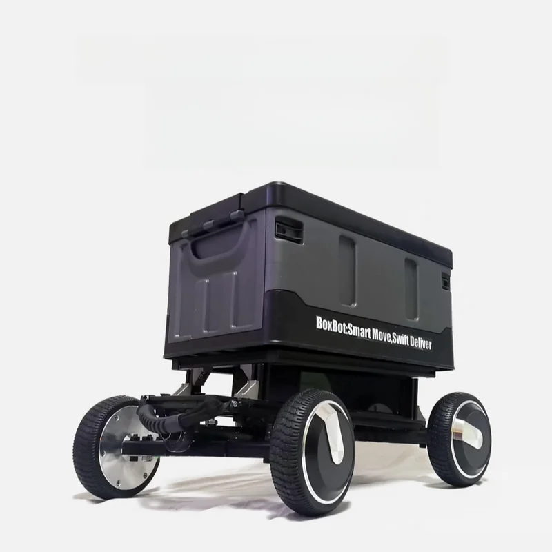 10Km/h Wireless 4-wheel Drive Electric Camping Trailer Outdoor Transport Handcart Wheeled Household Storage Box with A Pull Rod
