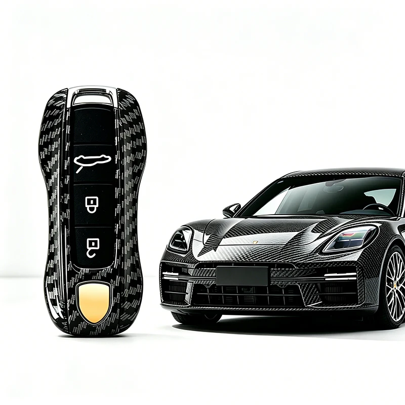 Autosleutel hoesje Bordeauxrood vervangende schaal voor Porsche Cayenne Macan Panamera 911 718 Boxster Cayman Taycan 2010-2024