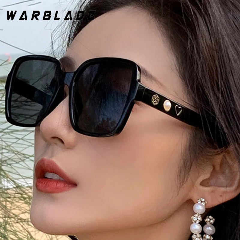 

Fashion Oversized Square Frame Luxury Women's Sunglasses Pearl Camellia Flower Designer Men Sunglass Travel Female Eyewear UV400