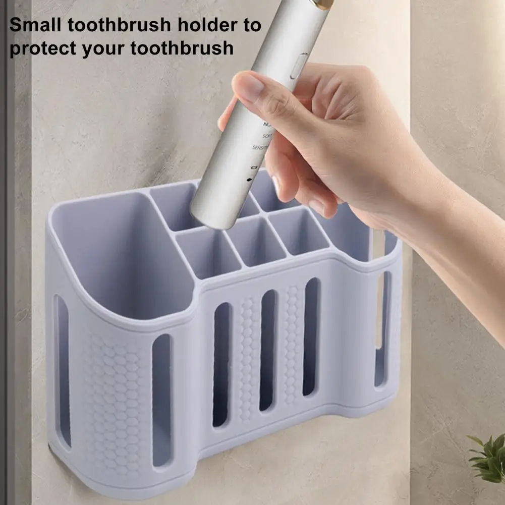 Toothpaste Organizer Bathroom Organizer Set Wall-mounted Toothbrush Holder with 8 Slots Electric Toothbrush for Bathroom
