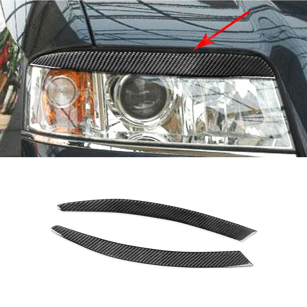 

For Audi A6 C6 4F 2004-2009 1Pair Carbon Fiber Car Front Fog Light Lamp Eyebrow Cover Sticker Decoration Frame Trim