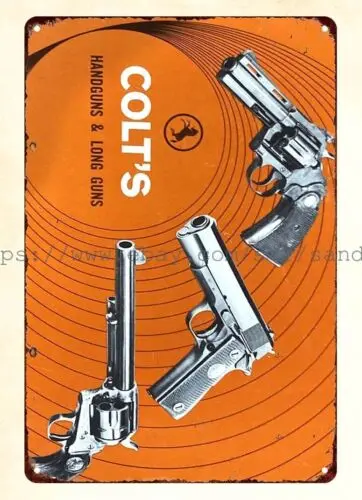 great home decorating ideas 1970 Rifles Pistols Revolvers Colt metal tin sign