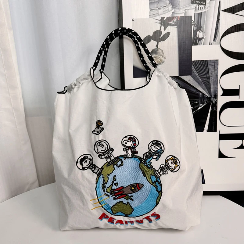 Ball&Chain Astronaut Environmental Bag Kawaii Nylon Canvas Embroidery Large Capacity Shoulder Bag Shopping Bag Girls Gifts