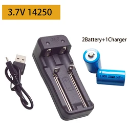 3.7V New 14250 Battery 1200mAh ER14250H 1/2AA PLC Electronic Equipment Li-ion Button Top Battery (2 Battery+1 Charger)