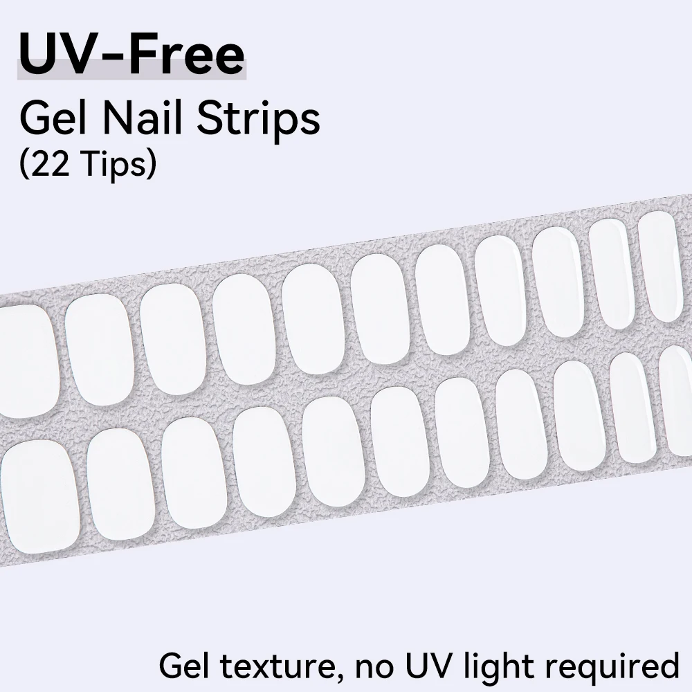 22Tips French UV-Free Gel Nail Stickers Sparkling Heart Polka Dot Full Cover Gel Polish Nail Strips DIY Manicure Decoration