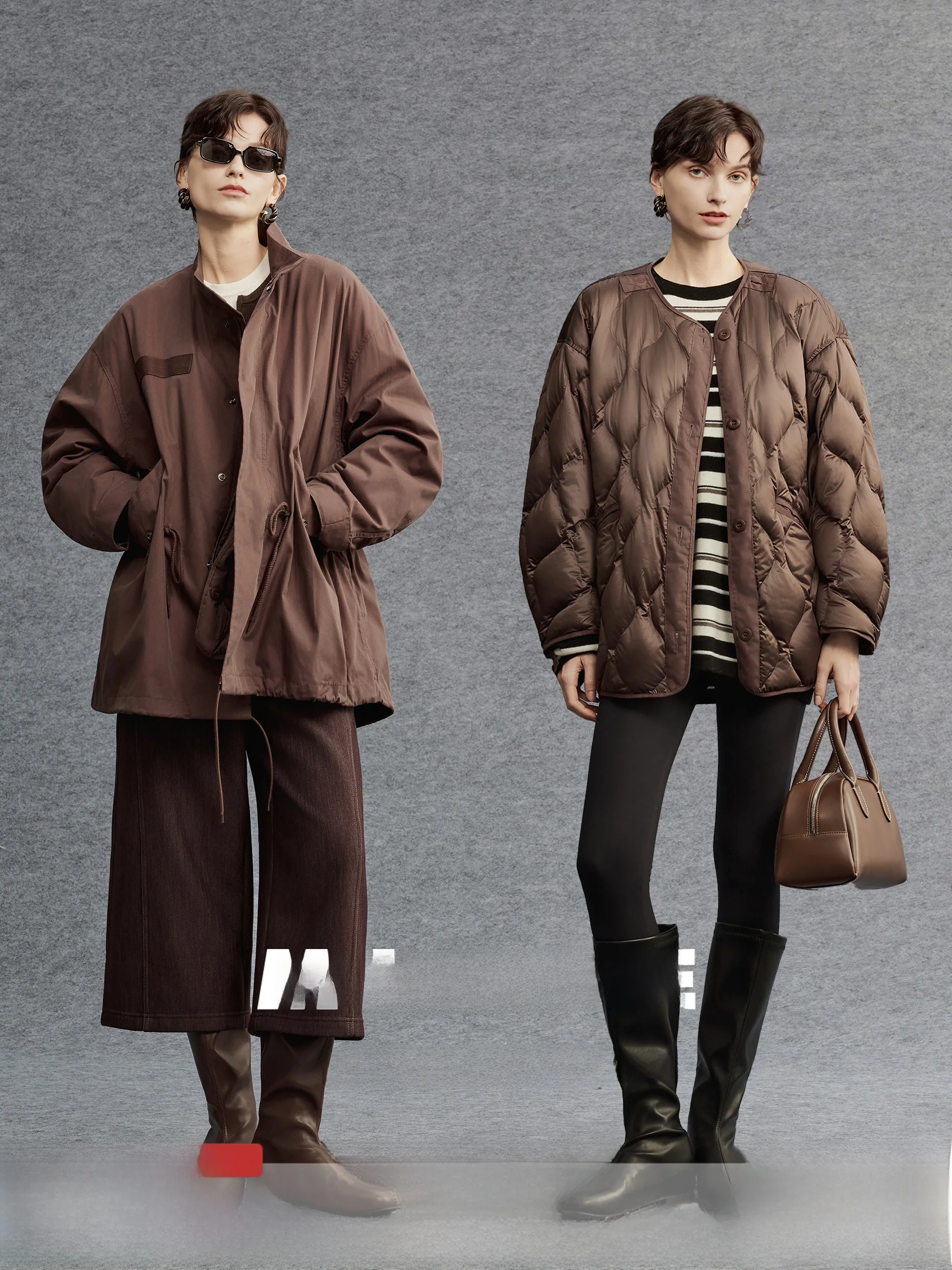 

Miiine White Du down Tee-in-One Detachable Inner Vest Coat Sle Utili Sle Warm Outerwear Long Sve Mid-Length Zipper