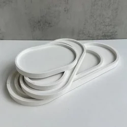 Silicone Gypsum Storage Tray Molds Oval Shape Tray Mold DIY Handmade Coaster Making Concrete Cement Mould Home Decoration
