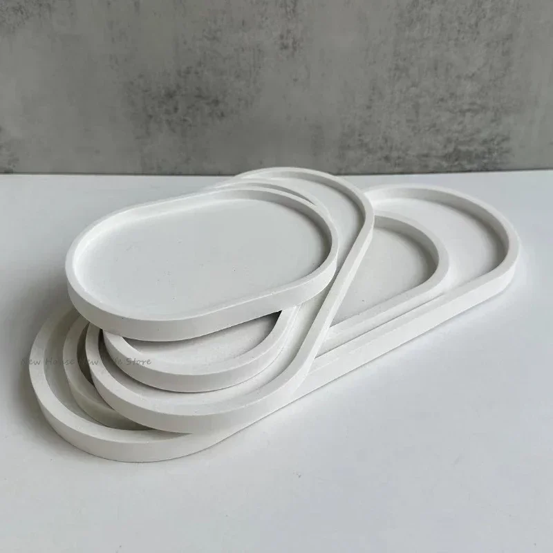 Silikonowe formy do przechowywania gipsu owalny kształt taca formy DIY Handmade Coaster Making betonowe formy cementowe dekoracja wnętrz
