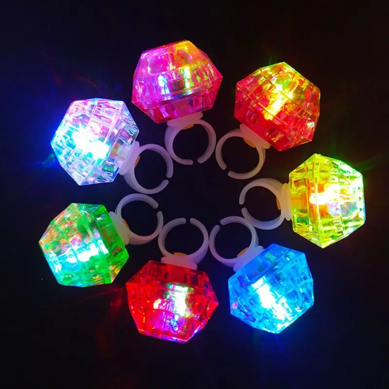 2pcs LED Glowing Diamond Ring Creative Neon Flashing Glow Toys Kids Gifts Wedding Birthday Party Festival Favors