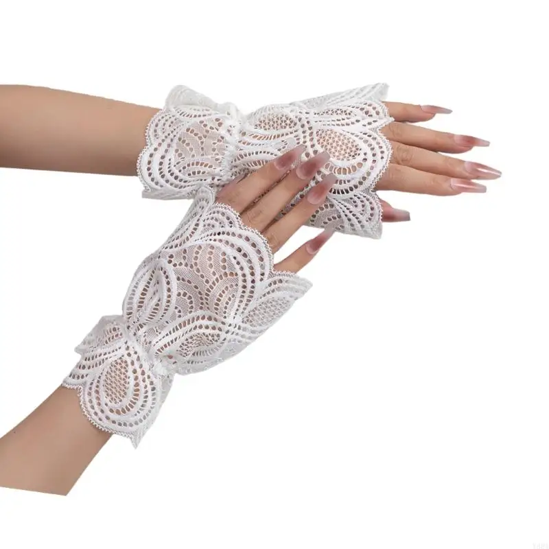 

Y88A Lace Armband Hand Covers Comfortable Wrist Length Decorative Cuff Sleeves For Female Office Party and Leisure Outfits