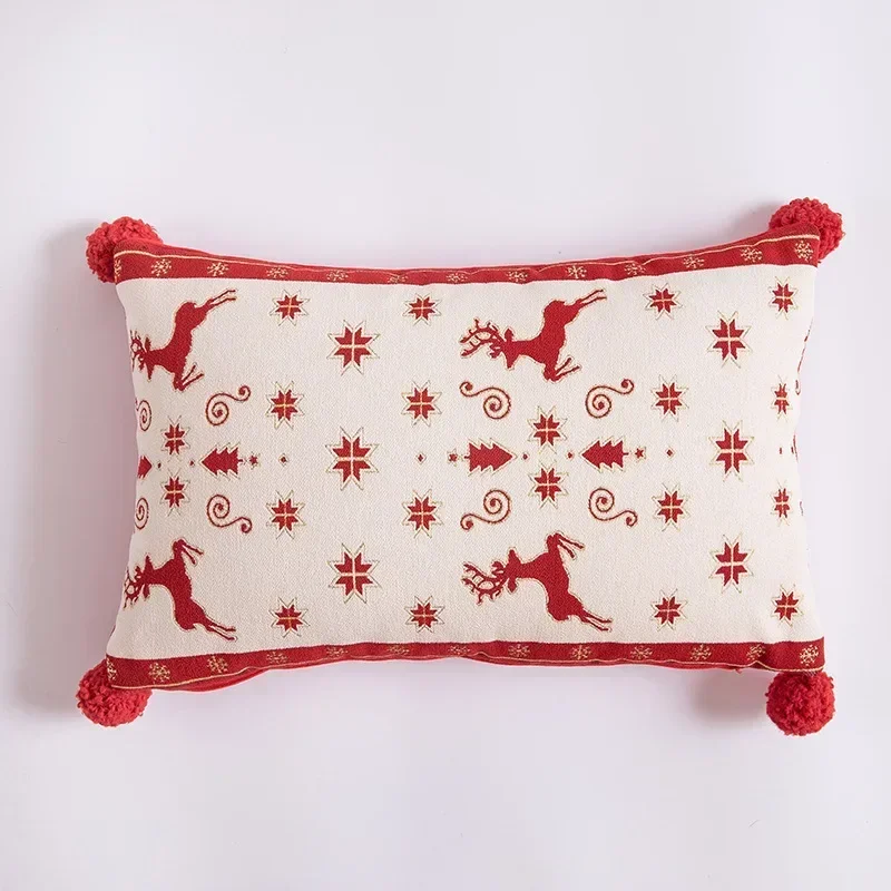

Christmas Embroidery Elk Snowflake Pillow Case Sofa Cushion Living Room Decor Pillowcase Home
