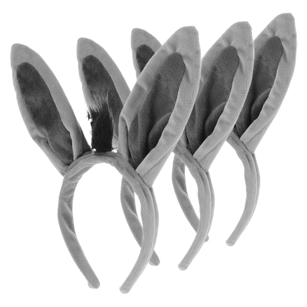 

3 Pcs Donkey Headband Ear Headwear Cosplay Headdress Plush Animal Ears Cute Costume Hairband Horn Hoop