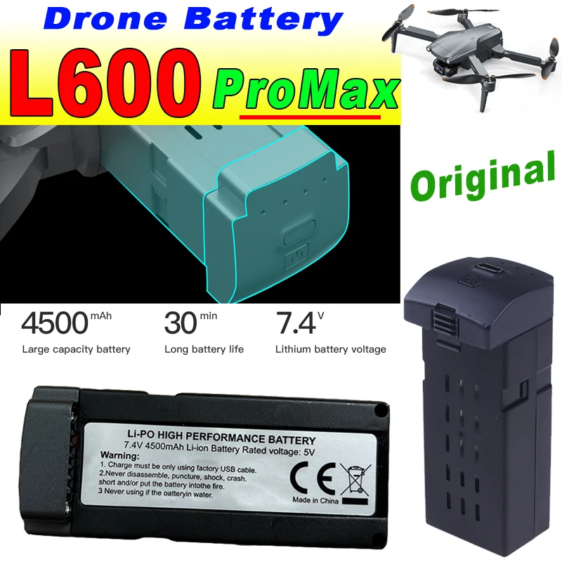 LYZRC L600 ProMax Drone Battery 7.4V 4500mAh 30min Life For Original L600 Pro Max Battery RC Quadcopter L600 Accessories Part