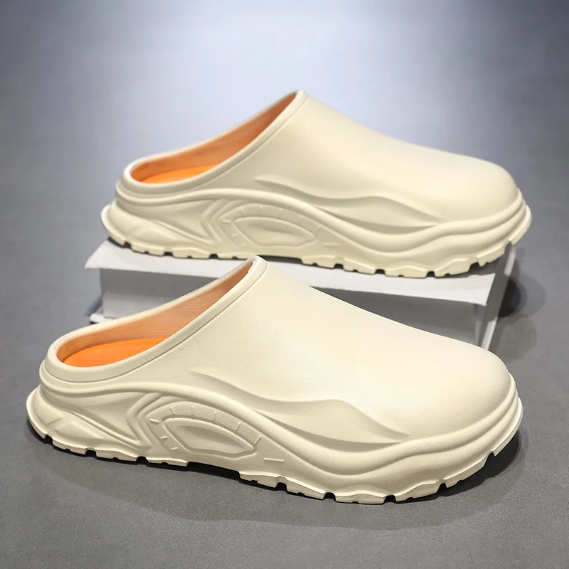 

Soft Bottom Slippers for Men Summer Outdoor Anti-Slip Work Shoes Chef Footwear Korean Style EVA Material Breathable Slip-On