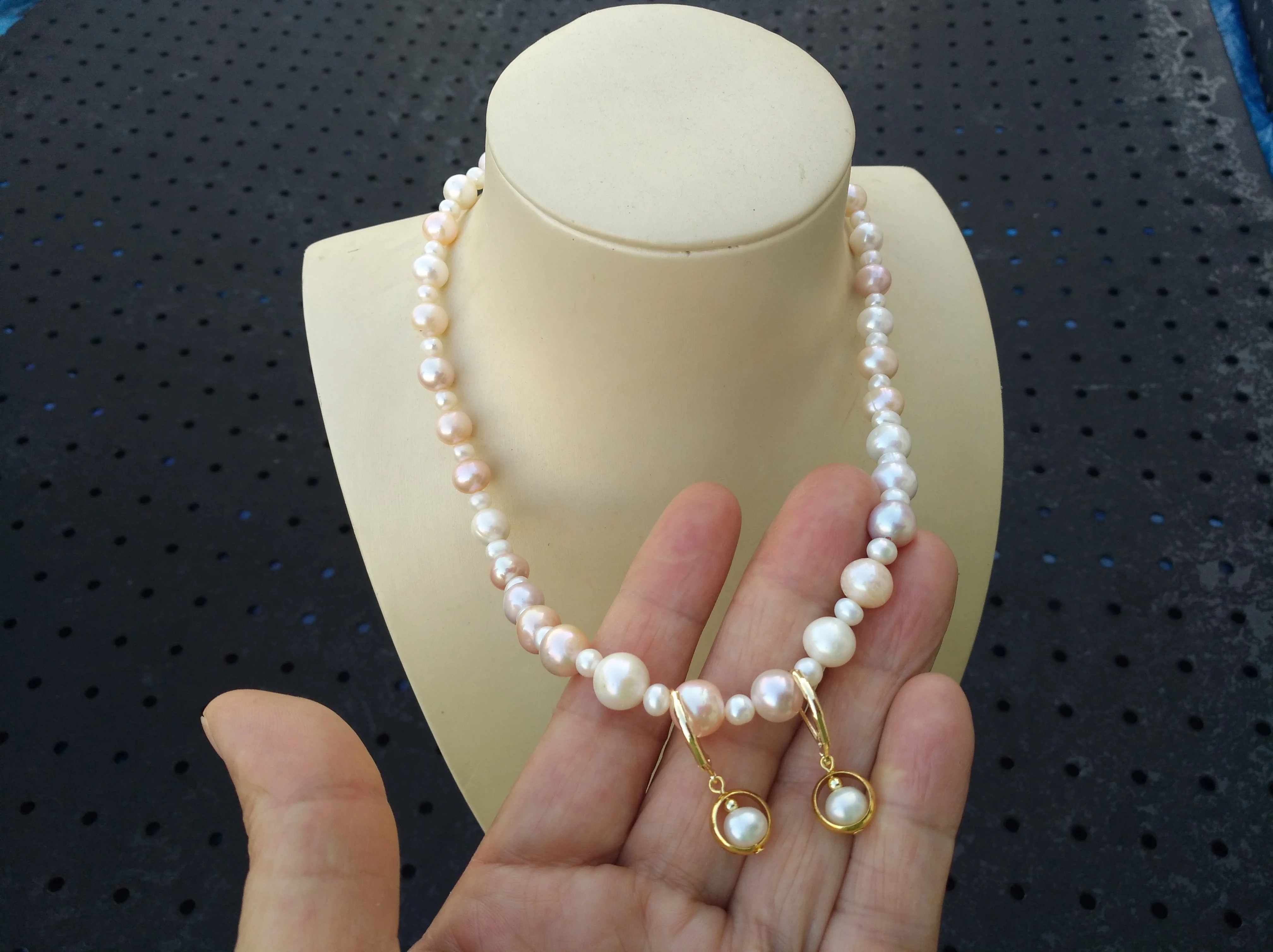 

Classic set AAA+natural Akoya white Multi-color pearl necklace Pearl Dangle/Drop Earring