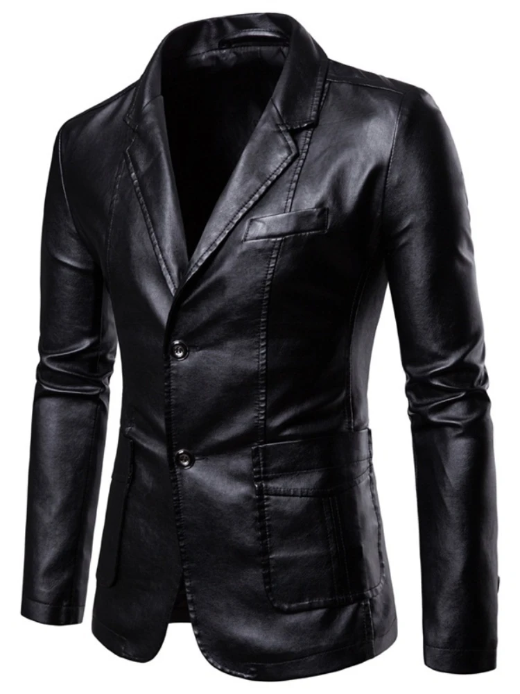 2026 Men Slim Autumn New Causal Vintage Leather Jacket Coat Men Design Motorcycle Biker Zipper Pocket PU Leather Jacket Coat