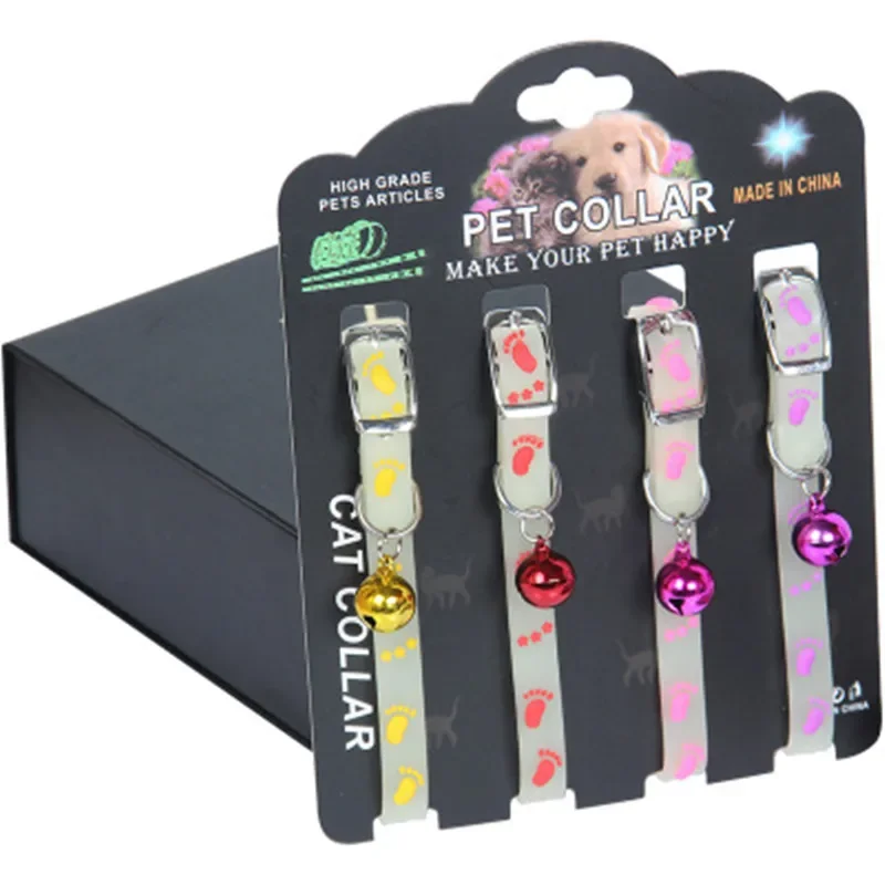 Pet Glowing Collars with Bells Glow at Night Dogs Cats Necklace Light Luminous Neck Ring Accessories dog supplies