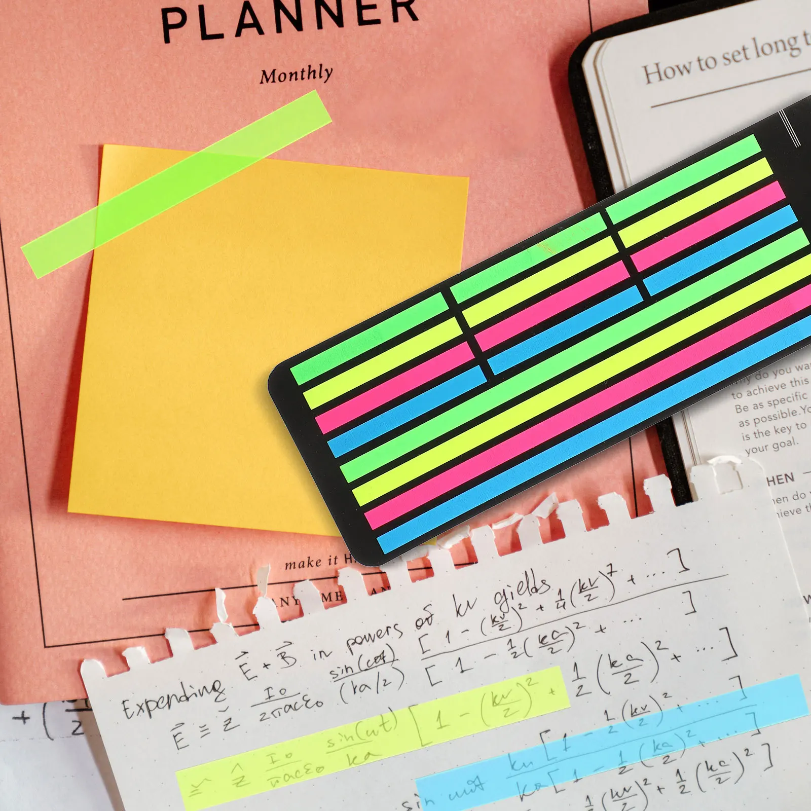 1 صندوق من شرائط القراءة الملونة علامات الصفحة الفلورسنت علامات تبويب الكمبيوتر المحمول خفيفة الوزن المحمولة لاصقة علامات التبويب اللاصقة للقراءة