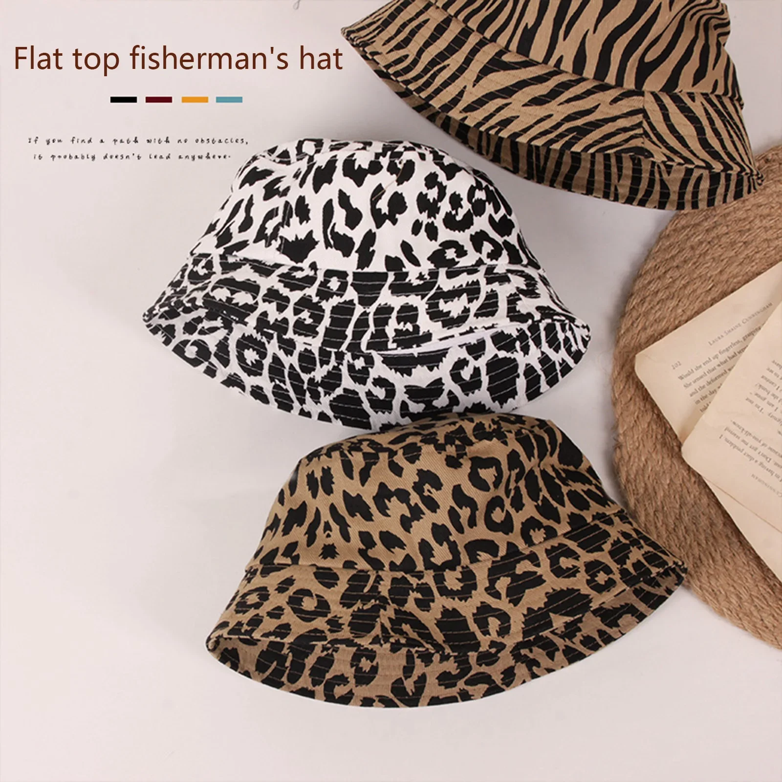 Sombrero de pescador de verano para niños pequeños, lindo patrón de animales de leopardo, ala corta, protección UV, sombrero de pescador para bebés de 2 a 6 años