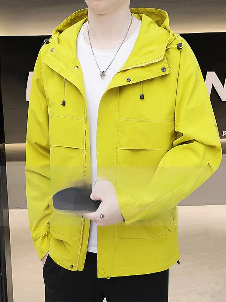 

Paulo Men's Outdoor Workwear Jaet Windproof Softell Hooded Coat Spring Autumn Sports Faion Polyester Long Sve Zipper