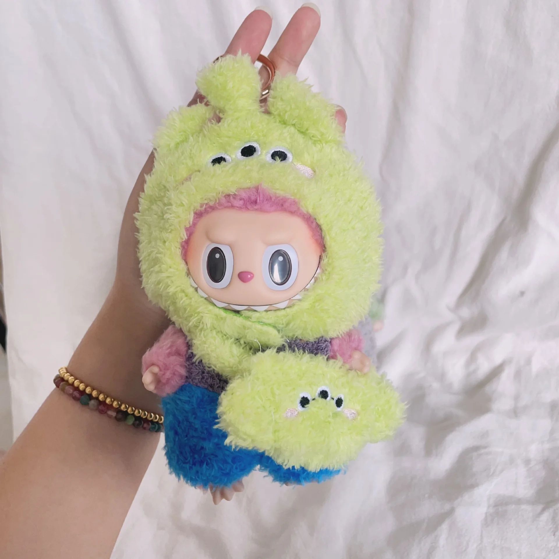 Vestiti per bambole Labubu Set di peluche Taro grigio 17 cm Vestiti per bambole in peluche Sostituzione Labubu I II Idol Doll Seduta Accessori per feste