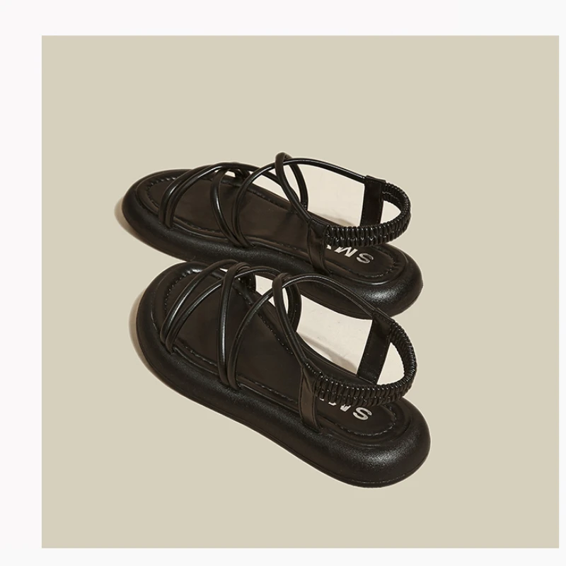 Thick Sole Sandals Women 2024 New Summer Soft Sole Elevated Casual Roman Sandals Small Womens Shoes Sandalias Mujer Sandal