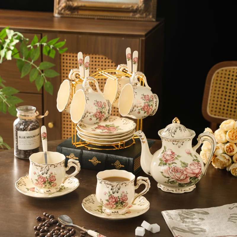 Coffee Tea Or - Beautiful Ceramic Cups with Floral Patterns,