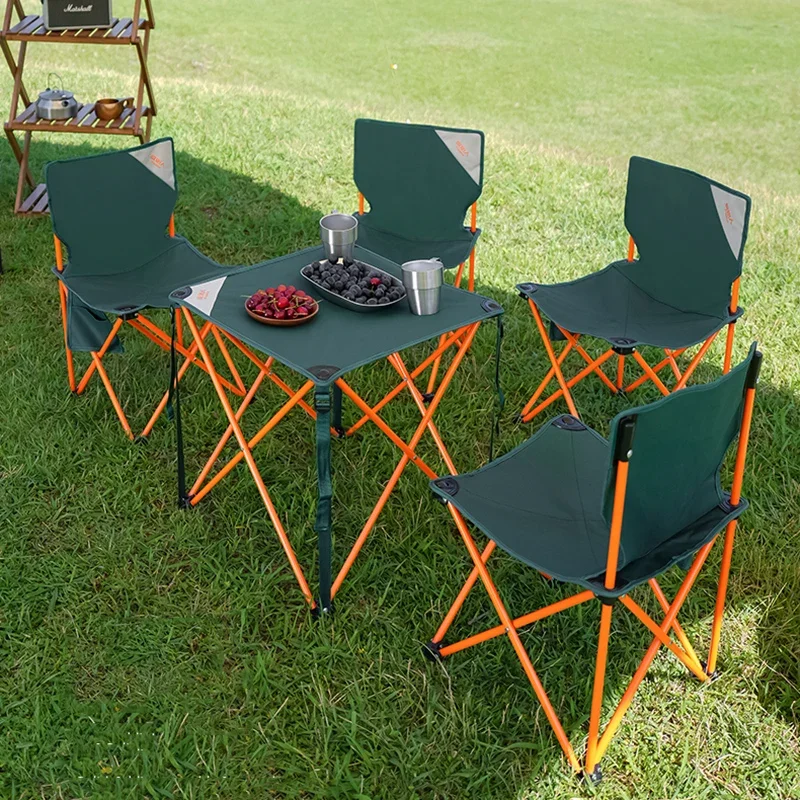 Square Tableware Outdoor Table Decoration Small Camping Green Outdoor Table Chair Folding Coffee Mesa Outdoor Garden Furniture