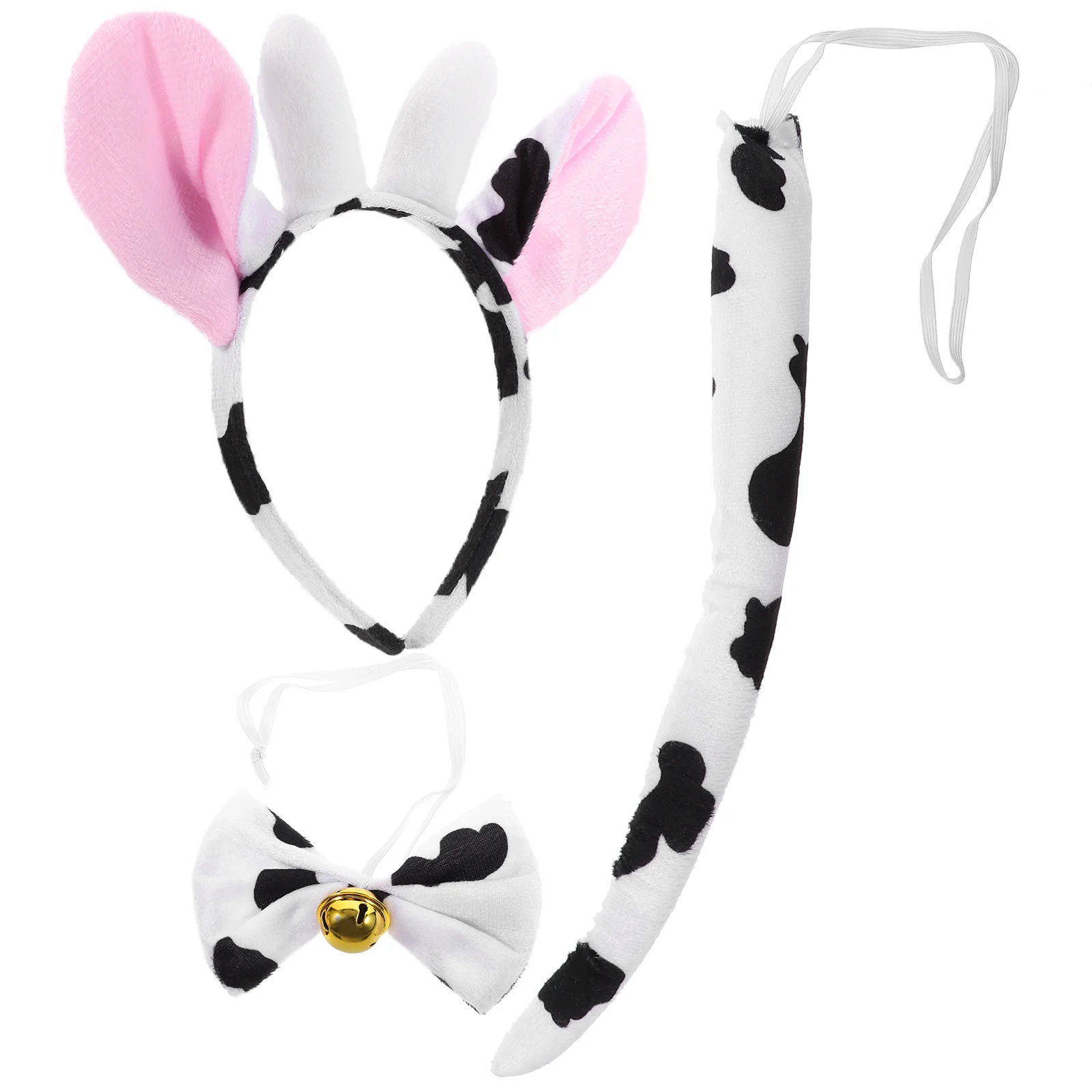 1 Set Kids Animal Costume Prop Cow Costume Dress Up Animal Ear Headband With Tail Bow Tie Set Party Cosplay Costumes Accessories