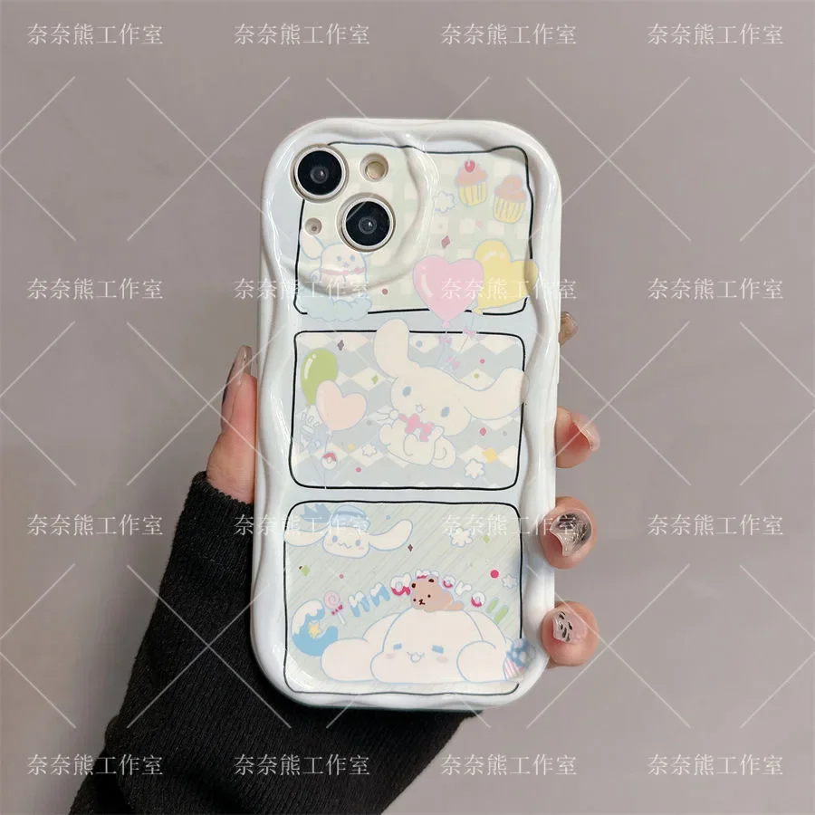 Cinnamoroll 3d Wave Beugel Armband Telefoonhoesje Voor Samsung Galaxy S24 S23 S21 S20 Fe Plus Ultra 4G 5G Zachte Siliconen Achterkant