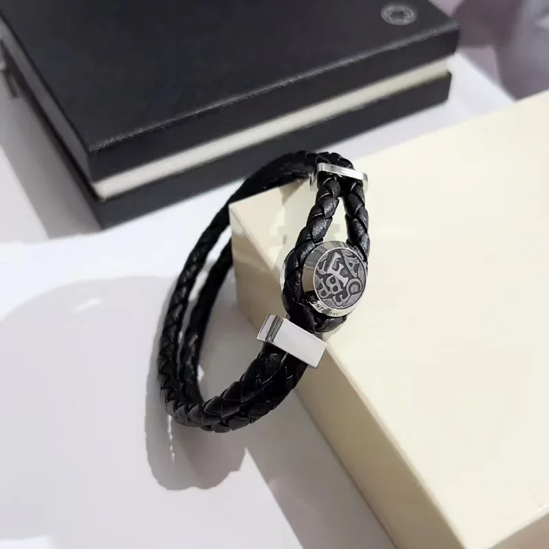 Personalized Wanjia European and American bracelets Titanium steel cross-border leather rope MB bracelet braided stainless steel